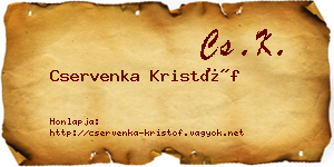 Cservenka Kristóf névjegykártya